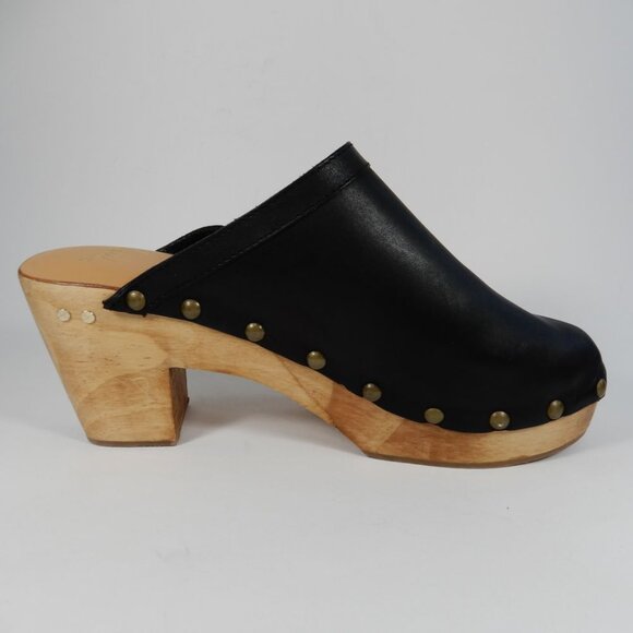 Beek Woodpecker Clogs Mules Size 10 Studded Wood Platform Black Leather NEW $320 - Picture 12 of 16